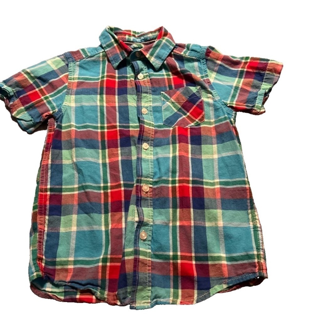 Children’s Place Red, Blue and White Collared Button Up Shirt Size 5/6 Boys